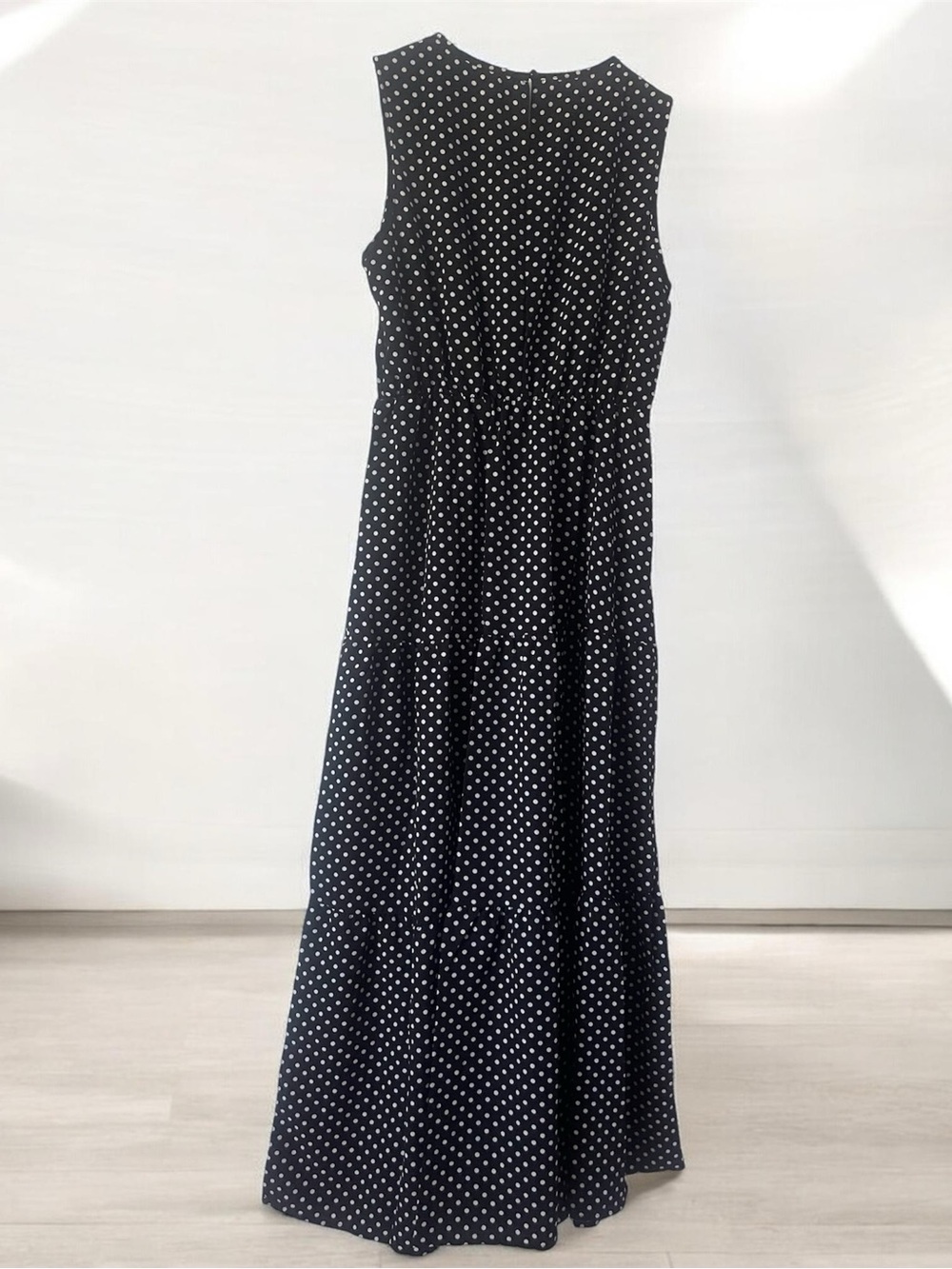Black Polka Dot Maxi Dress Size M - Picture 3 of 15